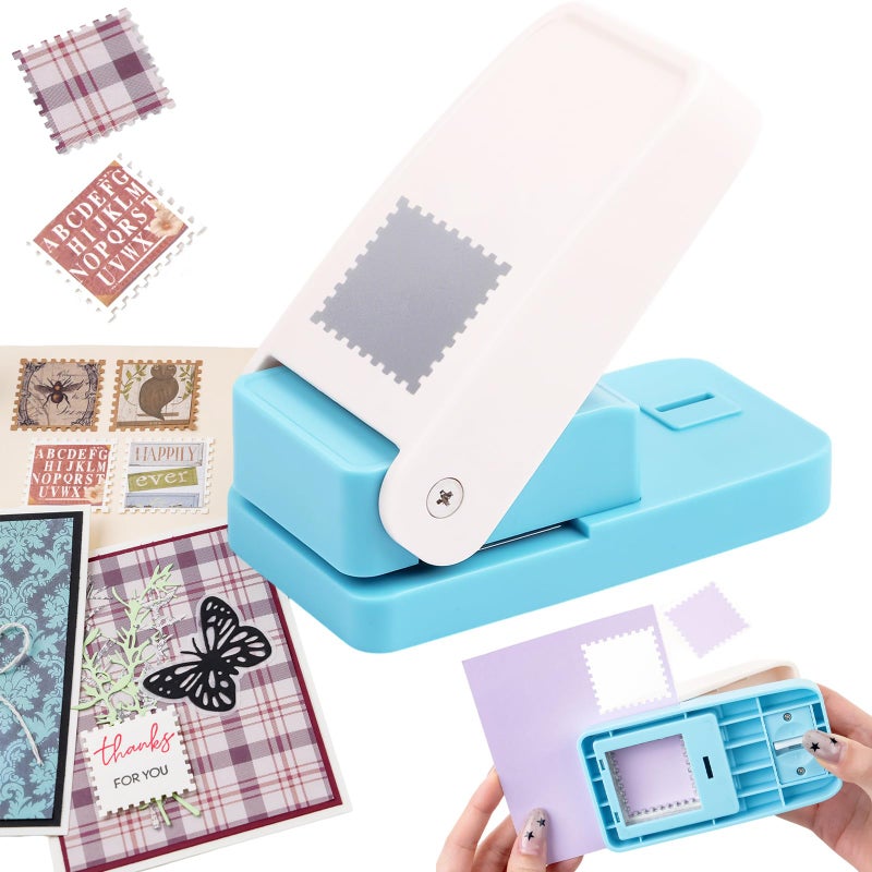 CYFUN DESIGN Square Stamp Punch, 1.5 inch Stamp Punch, Large Square Postage Stamps Puncher, Lever Paper Punches for Crafting, Stamps Hole Punches, SquarePaper Puncher Shapes for Crafting DIY Scrapbooking - Image 1