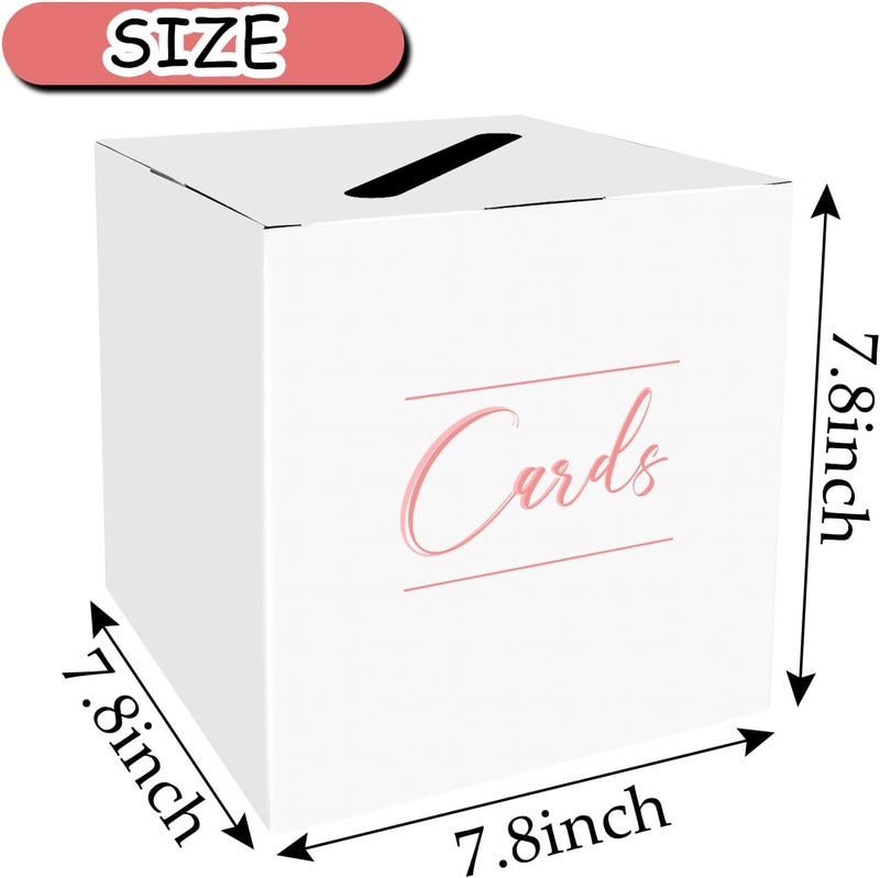 HEIPINIUYE White and Pink Card Box Wedding White Gift Card Box Holder for Party Wedding Baby Shower Birthday Raffle Box - Image 3