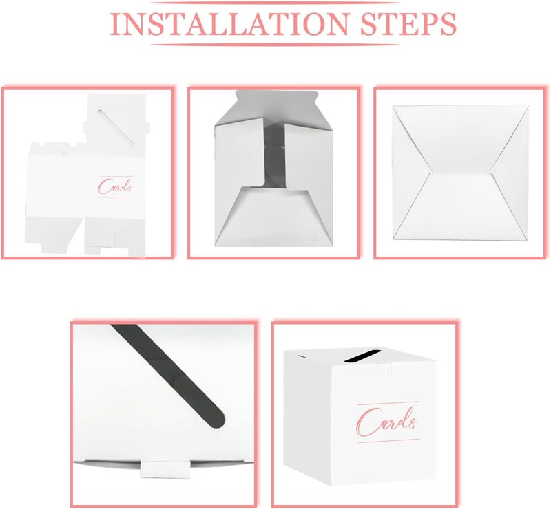HEIPINIUYE White and Pink Card Box Wedding White Gift Card Box Holder for Party Wedding Baby Shower Birthday Raffle Box - Image 4