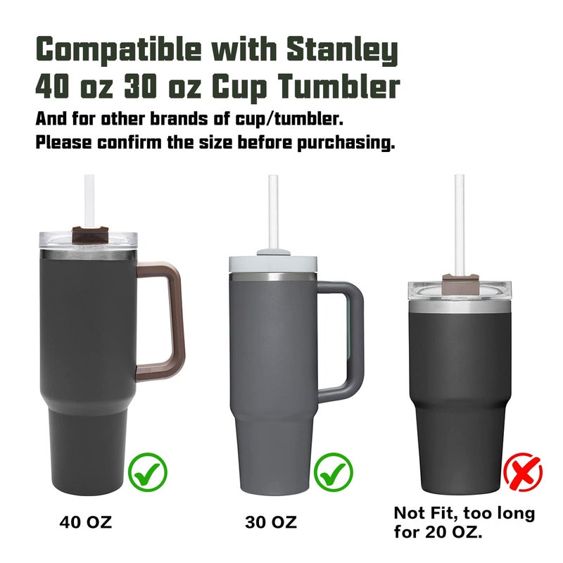 Beonsky Replacement Straw Compatible with Stanley 40 oz 30 oz Cup Tumbler, 6 Pack Reusable Straw with Cleaning Brush, Plastic, Clear - Image 3
