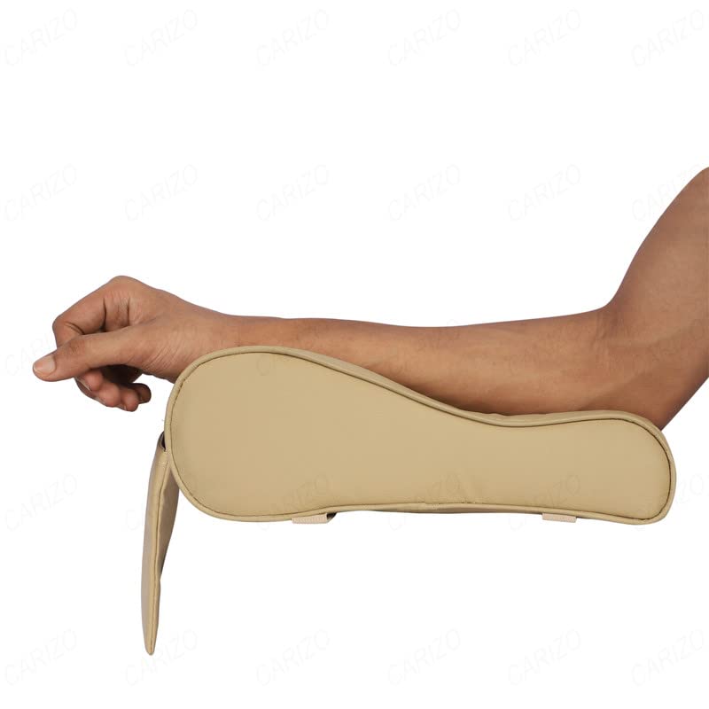 CARIZO Car Armrest Cushion, Memory Foam Car Beige Armrest Console Pillow Compatible with Kia Carens - Image 1