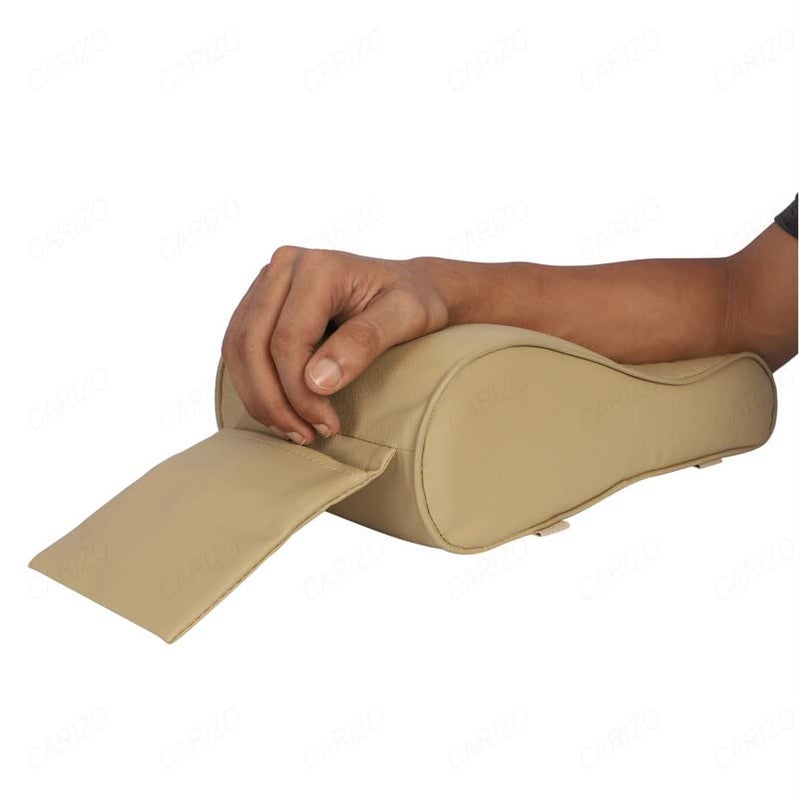 CARIZO Car Armrest Cushion, Memory Foam Car Beige Armrest Console Pillow Compatible with Kia Carens - Image 2