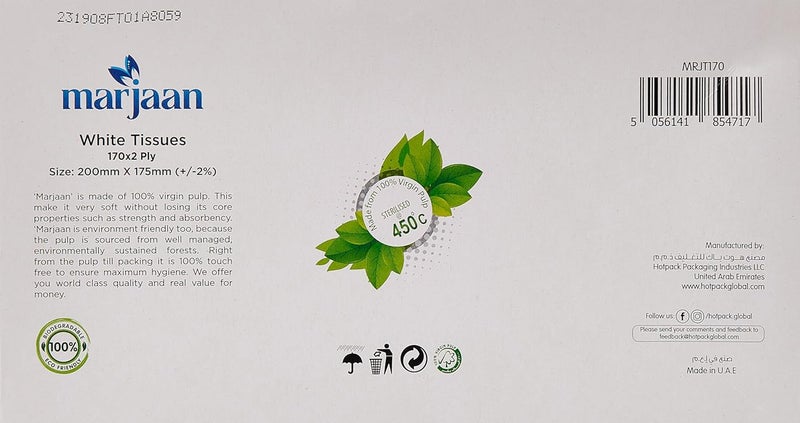 Soft n Cool Hotpack Marjan Facial Tissue 170 Sheets 2 Ply, 4+1 Box Offer Pack - Image 3