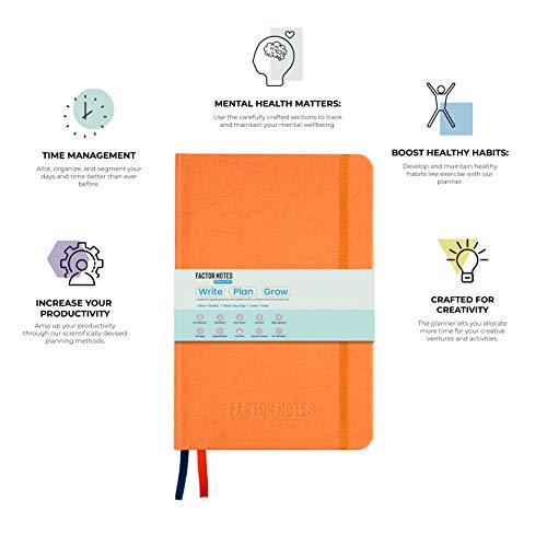 Factor Notes Life Planner: 12 Months Undated|Productivity Stickers|Habit Tracker|Hardbound (Orange) - Image 2