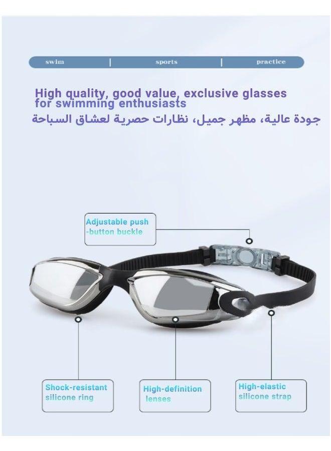 Generic Waterproof Swimming Goggles - Anti Fog and UV Protection Swim Kit Comes With Storage Box Nose Clip Earplugs Cap, Portable - Image 3