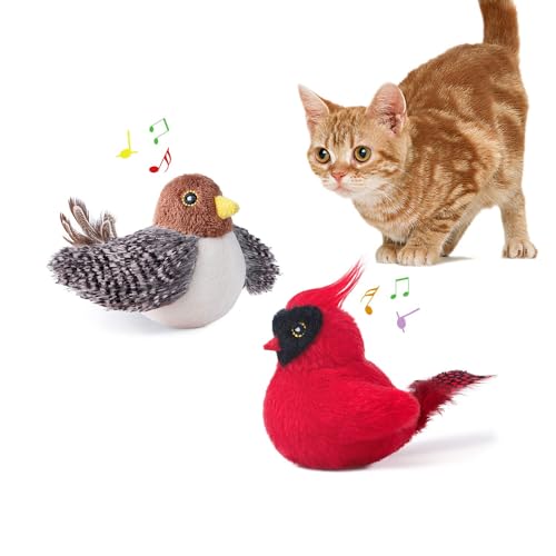 Potaroma Cat Toys Chirping Birds 2 Pcs with Catnip SilverVine Interactive Cat Kicker Lifelike Birdie Tweets Indoor Kitty Kitten Exercise Toys 40 - Image 1