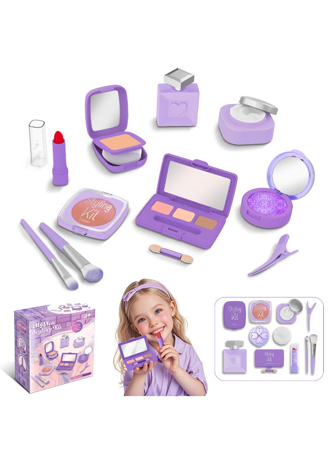 TFiOXL Kids Makeup Kit Toys for Girl with Mirror,Toddler/Kids Makeup Set toy,Non-toxic Birthday Gifts for 3+Years Old Girls,10pcs, Purple (Not Real Makeup) - Image 1