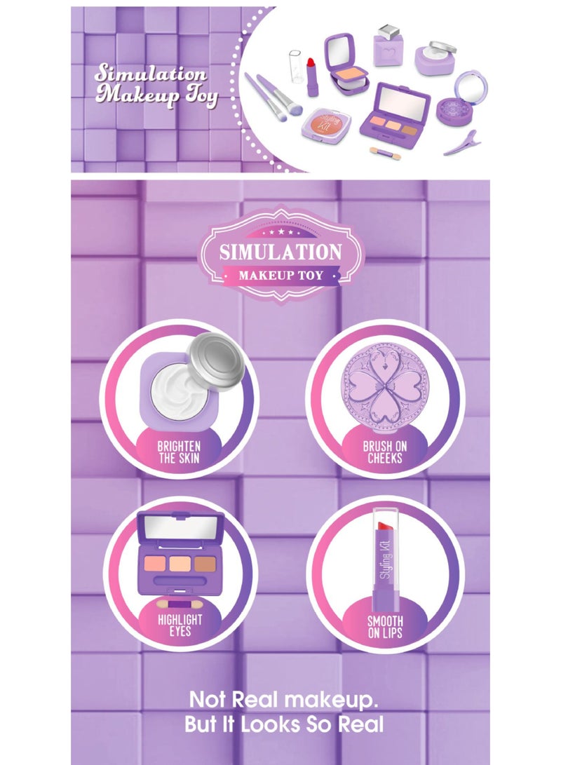 TFiOXL Kids Makeup Kit Toys for Girl with Mirror,Toddler/Kids Makeup Set toy,Non-toxic Birthday Gifts for 3+Years Old Girls,10pcs, Purple (Not Real Makeup) - Image 5