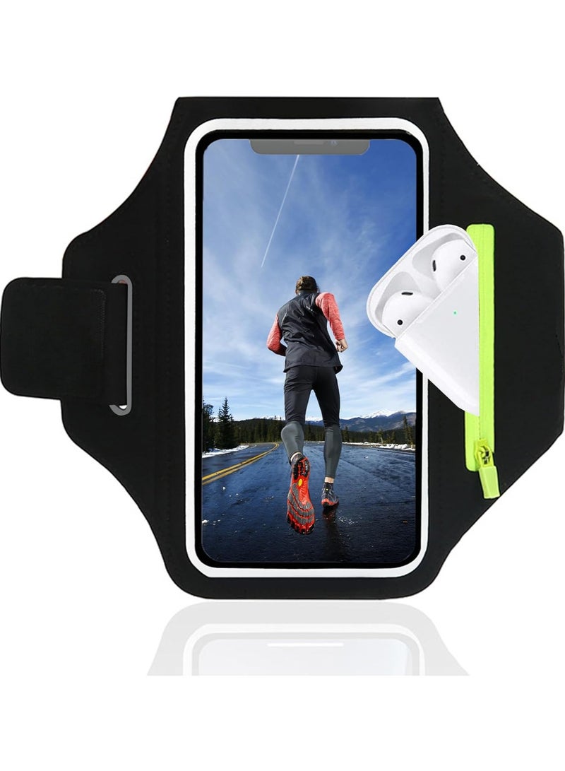CMGTYYD 1 Pcs Running Armband Phone Holder for Running,Sweatproof Mobile Phone Armbands with Airpods Zipper Pocket Compatibled with iphone 16 15 14 13 12 11 X 8 Plus Pro Max and More Phone(up to 6.8") - Image 1