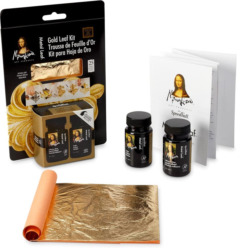 Speedball Mona Lisa Gold Leaf Kit - 25 Sheets, 5.5-Inch x 5.5-Inch - Image 1