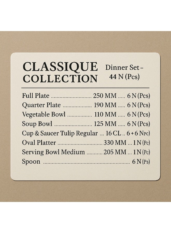 Laopala La Opala Classic 44 Pcs Dinner Set Made of Opalware Mystrio Black Microwave Safe & Dishwasher Safe Lightweight Minimalist Dinnerware Set - Image 5