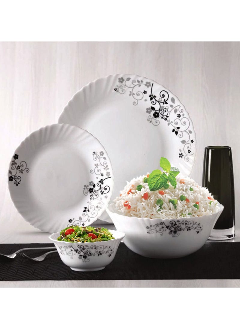 Laopala LaOpala Classic 44 Pcs Dinner Sets Glass Material  Plates Mystrio Black Dinner Set Microwave Safe & Dishwasher Safe Minimalist Style Lightweight Bowls, Cups, Plates Set-Reusable  - Image 2