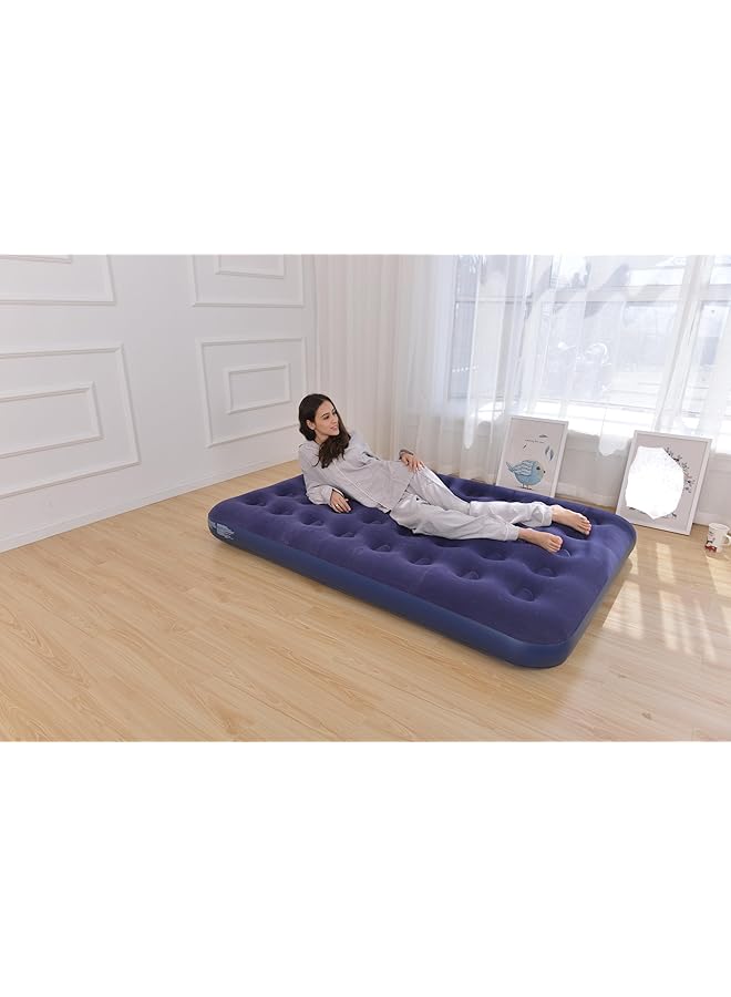 SKY-TOUCH Double Air Mattress: Portable Camping Airbed Comfort Dual Surface Airbed with Repair Patch for Home Outdoors Camping Travel (191*137*22cm Blue) - Image 2