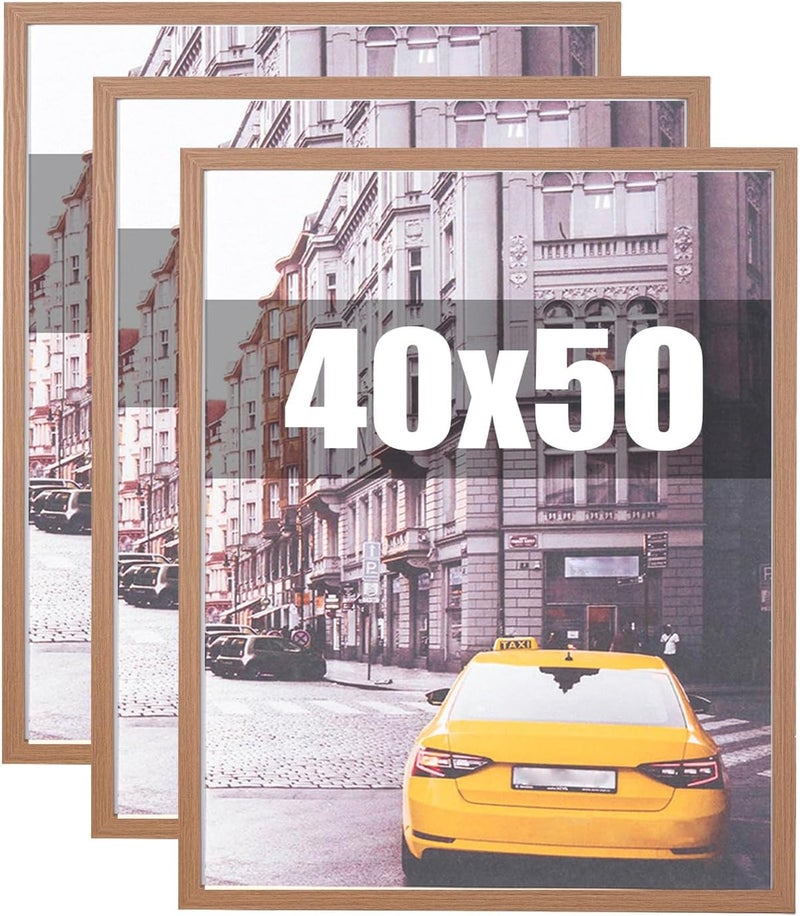 kennethan Pack of 3 Oak Photo Frames for Wall and Desk 40 x 50 cm - Image 1