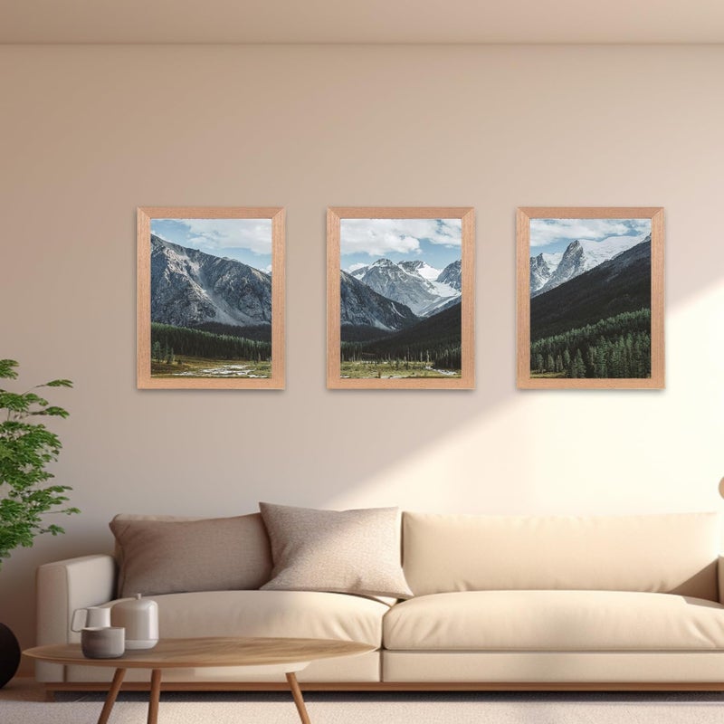 kennethan Pack of 3 Oak Photo Frames for Wall and Desk 40 x 50 cm - Image 3