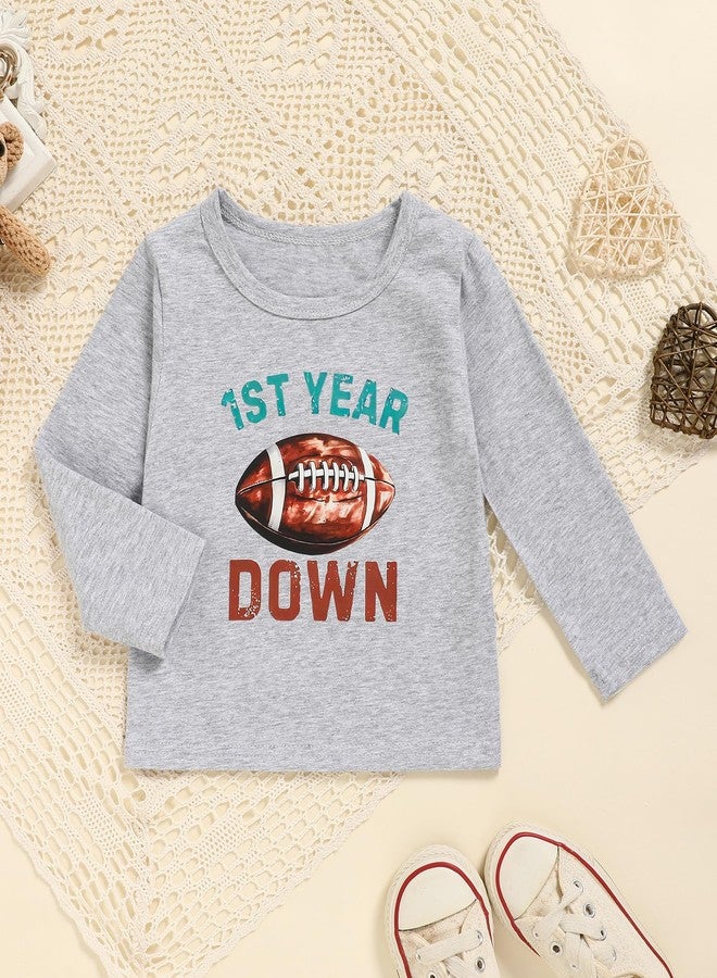 TITKKOP First Birthday Shirt Baby Boys One Year Old Tops 1st Birthday T-Shirt Cotton Long Sleeve Clothes Outfit, Light Gray, 12-18 months - Image 3