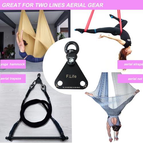 Flife Aerial Trapeze Hardware Rotation For Straps Or yoga Hammock Lyra Hoop Two Point Apparatus Hanging From a Single Rig Point spin (Black) - Image 3