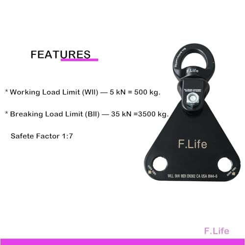 Flife Aerial Trapeze Hardware Rotation For Straps Or yoga Hammock Lyra Hoop Two Point Apparatus Hanging From a Single Rig Point spin (Black) - Image 5