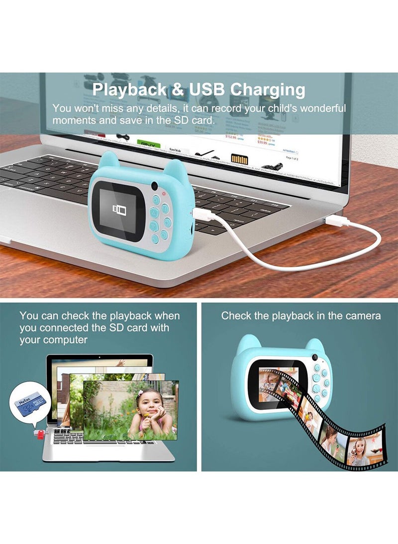 HILUKE Instant Camera for Kids – Blue Digital Camera for Girls & Boys, 24MP, 2.4" Screen, Selfie & Video, Toy Camera with Instant Printing, 32GB TF Card and Print Paper for Ages 3-12 - Image 3