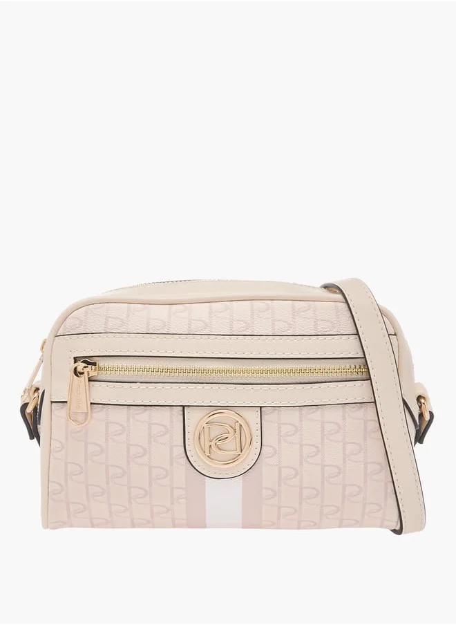 بابريكا Women's Monogram Print Crossbody Bag with Adjustable Strap and Zip Closure