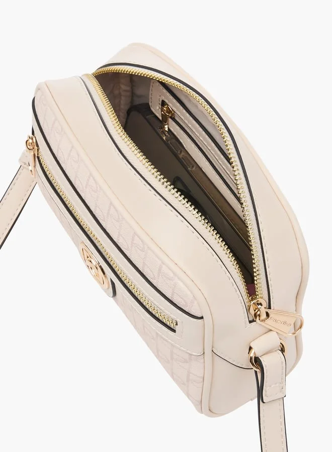 بابريكا Women's Monogram Print Crossbody Bag with Adjustable Strap and Zip Closure