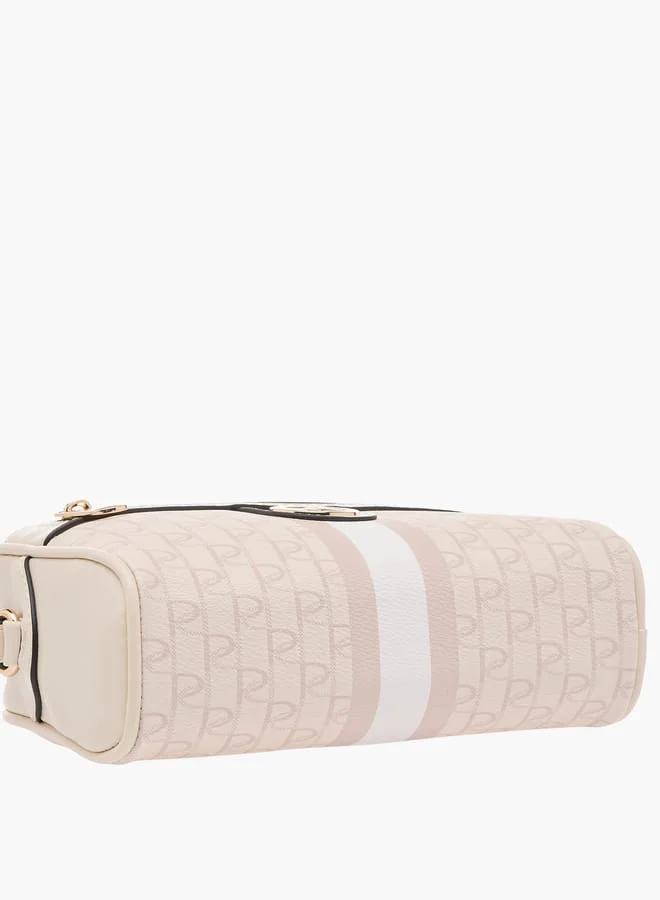 بابريكا Women's Monogram Print Crossbody Bag with Adjustable Strap and Zip Closure