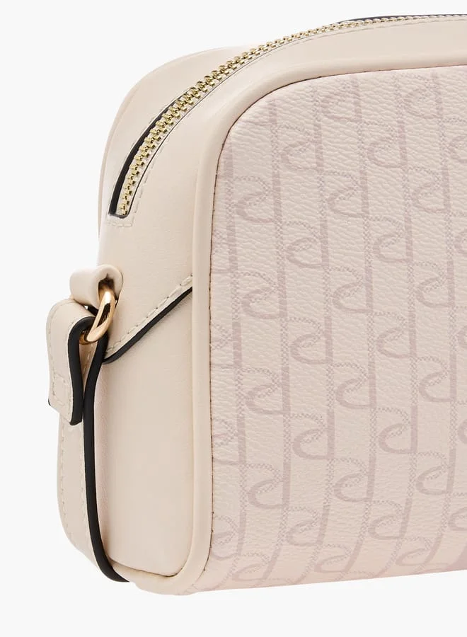 بابريكا Women's Monogram Print Crossbody Bag with Adjustable Strap and Zip Closure
