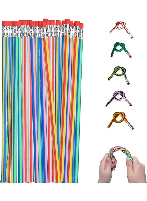 40Pcs Flexible Soft Pencil, Magic Bendable Pencils, Multi-Colored Fun Soft Pencils with Erasers for Kids,Classroom Supplies,Back to School Gifts,Party Favors
