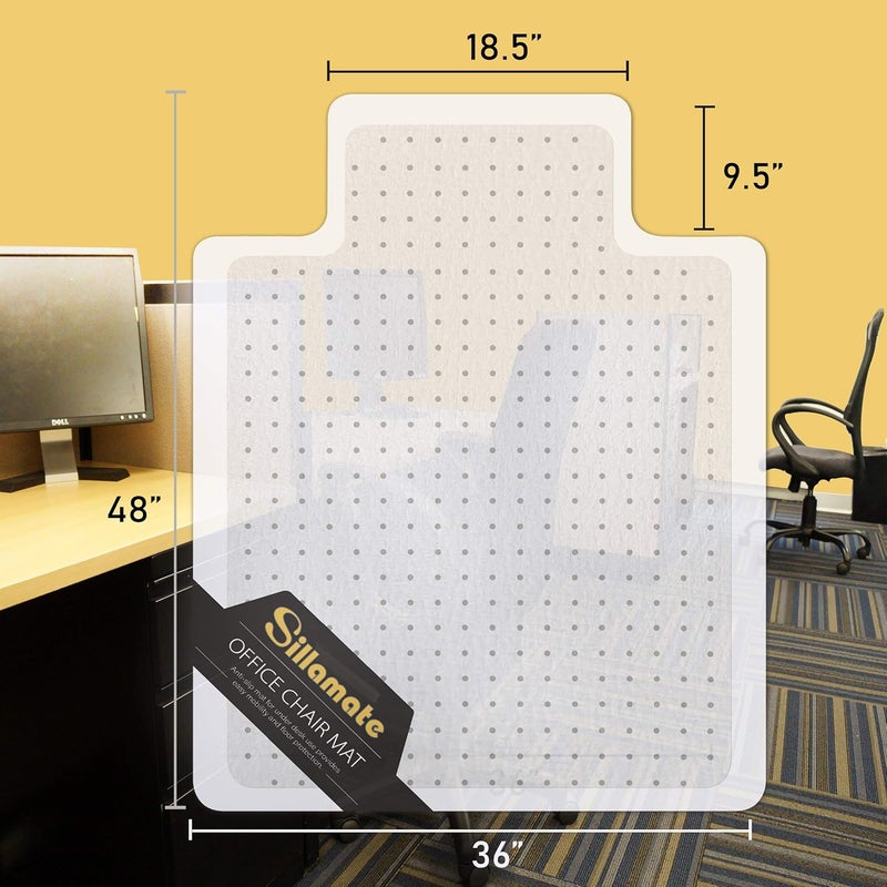 Sillamate Plastic Office Chair Mat for Carpeted Floors, 36'' x 48'' Heavy Duty Floor Mat, Eco-Friendly Series Studded Carpet Desk Chair Mats (36 inches X 48 inches) - Image 2
