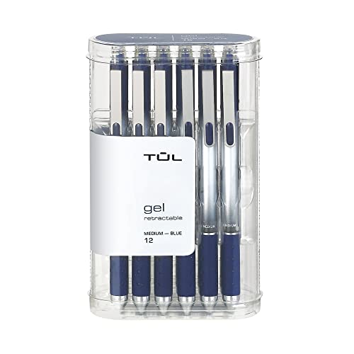 TUL Gel Pens, Retractable, Medium Point, 0.7 mm, Gray Barrel, Blue Ink, Pack Of 12 - Image 3