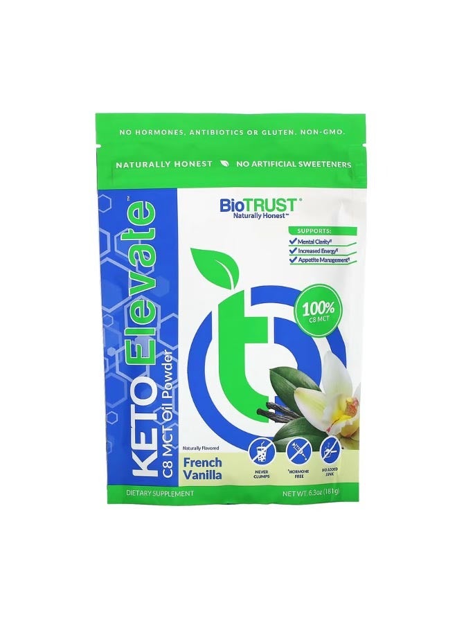 BioTrust Keto Elevate C8 MCT Oil Powder French Vanilla 6.3 oz 181 g - Image 1