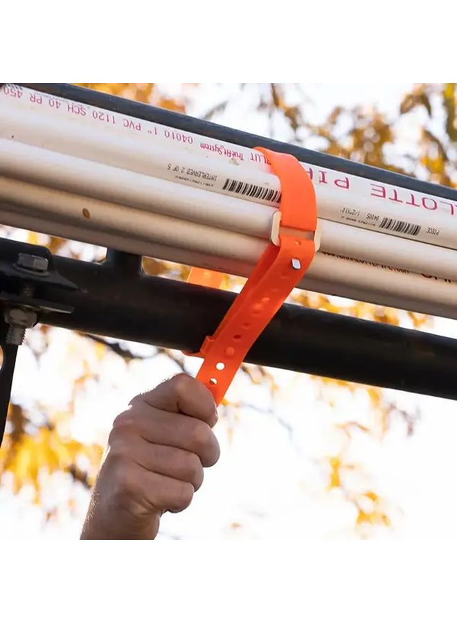 2Pcs Orange Heavy Duty Elastic Zip Ties Multifunctional Fastening Strap for Outdoor - Image 3