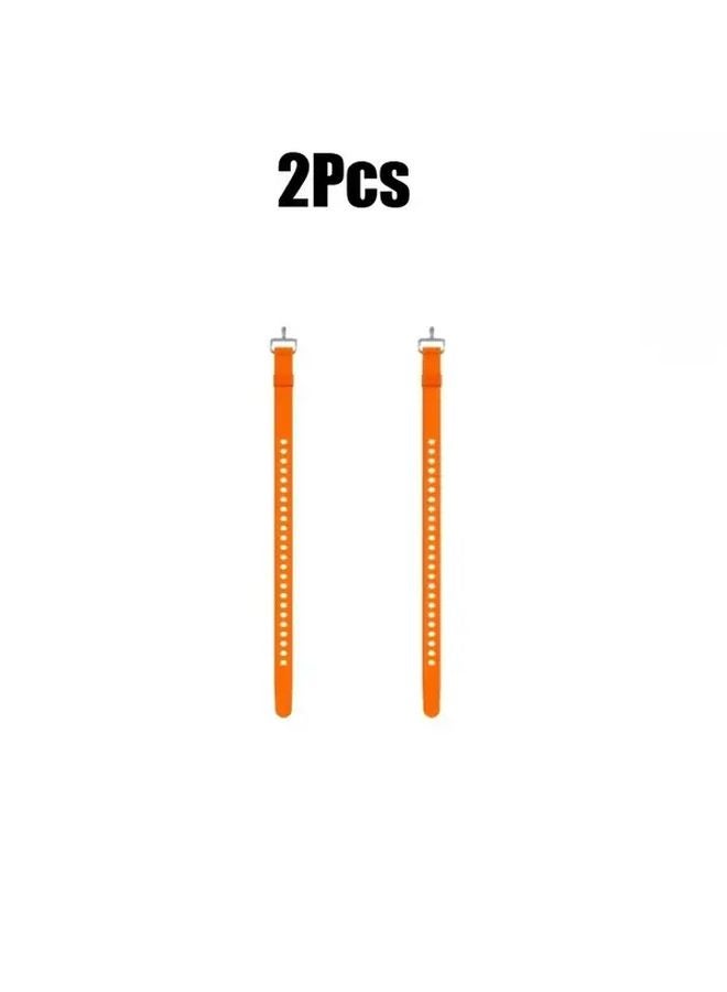 2Pcs Orange Heavy Duty Elastic Zip Ties Multifunctional Fastening Strap for Outdoor - Image 1