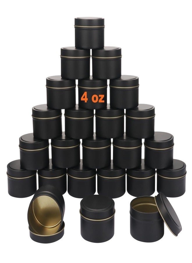 GENHAKON 24 Packs 4 oz Black Candle Tins, Bulk Candle Making Tins, Candle Jars, Candle Containers for Making Candles - Image 1