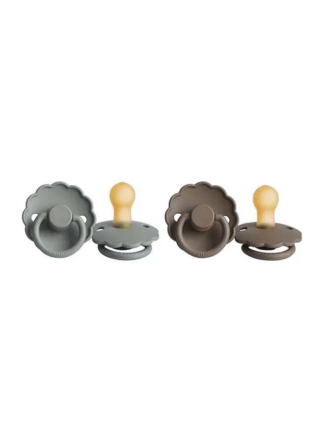 FRIGG Daisy Latex Baby Pacifier 0-6M 2-Pack French Gray Night/Portobello Night - Size 1