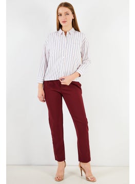 IKKS Women Spread Collar Long Sleeves Stripe Print Top, White Combo  - Image 4