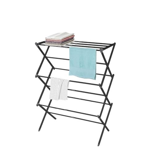 Lukzer 3-Tier Foldable Metal Drying Rack, Expandable Laundry Rack, Double Rust Prevention, Indoor/Outdoor Clothes Dryer, No Installation Needed, Black (105x74x37cm/Black) - Image 5