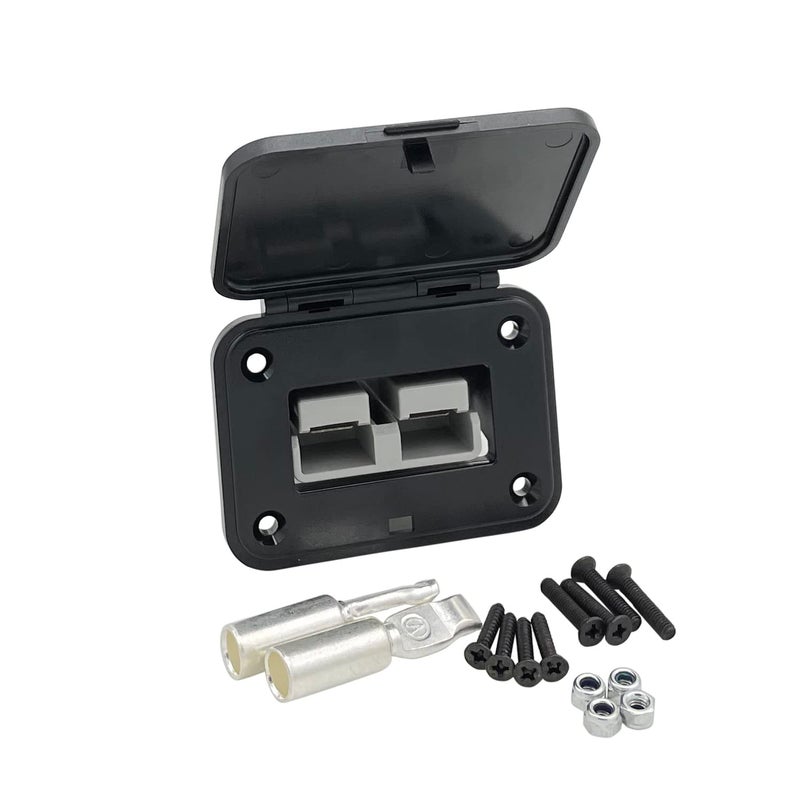 JooFn 120A Plug Mounting Panel with Cover for Anderson SB120 Connectors Flush Mount Recessed Plate Gray1pc