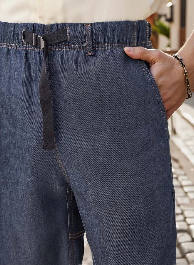 Lee Cooper Lee Cooper Denim Shorts with Pockets and Buckled Strap