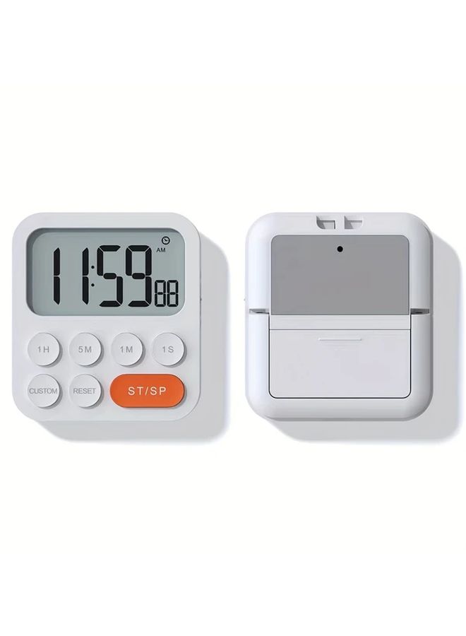 Multi Functional Digital Timer Countdown Stopwatch With LCD Display Battery Powered White Easy To Use For Cooking Baking Shower Fitness Classroom Study Home Kitchen Accessory Modern Durable Digital Face - Image 5