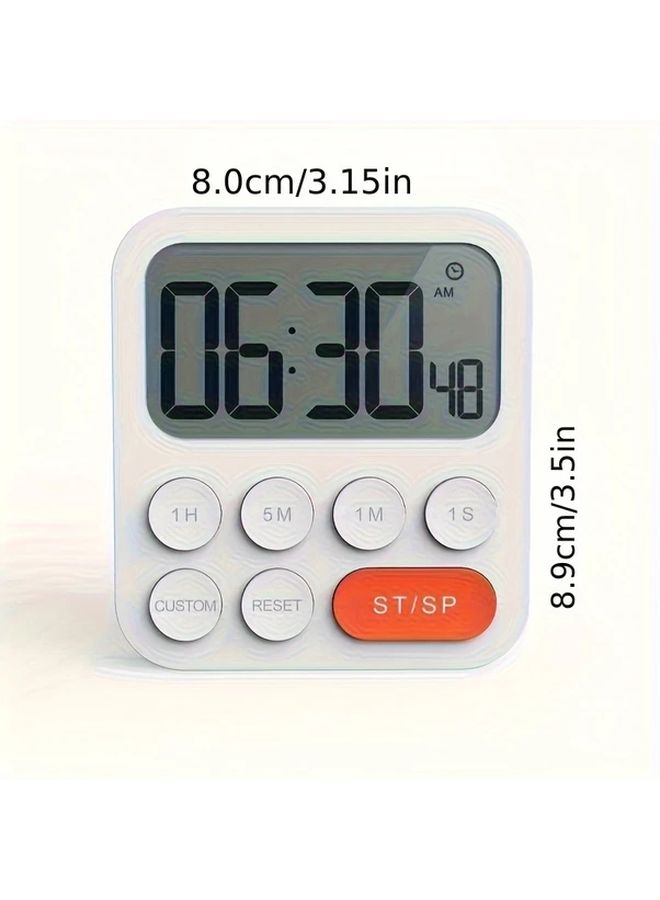 Multi Functional Digital Timer Countdown Stopwatch With LCD Display Battery Powered White Easy To Use For Cooking Baking Shower Fitness Classroom Study Home Kitchen Accessory Modern Durable Digital Face - Image 2
