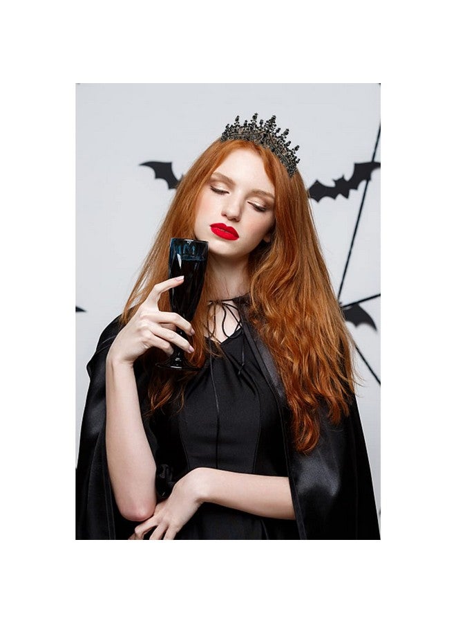 Curasa Black Crown Crystal Crown With Comb Baroque Tiaras And Crown For Women Queen Crown For Halloween Coustume Birthday Party Hair Accessories For Women - Image 4