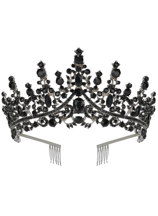 Curasa Black Crown Crystal Crown With Comb Baroque Tiaras And Crown For Women Queen Crown For Halloween Coustume Birthday Party Hair Accessories For Women - Image 2