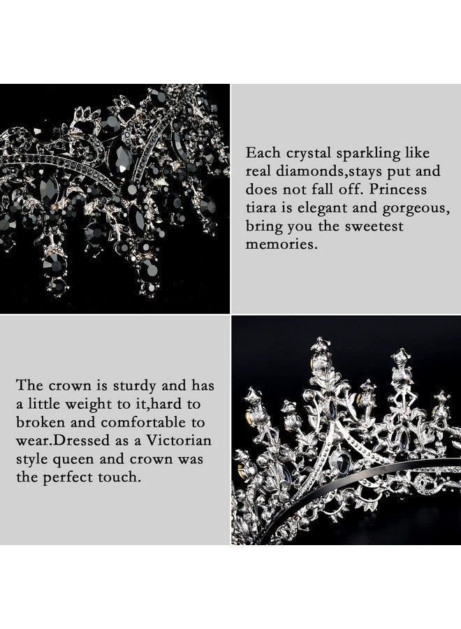 Curasa Black Crown Crystal Crown With Comb Baroque Tiaras And Crown For Women Queen Crown For Halloween Coustume Birthday Party Hair Accessories For Women - Image 5