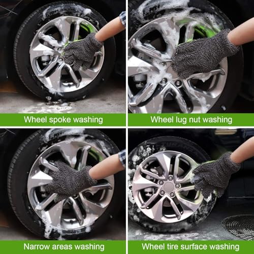 Auto Hub 5 Finger Microfiber Wash Mitts Car Dusting Gloves Double Sided Microfiber Cleaning Gloves Interior Exterior Auto Dusting Mitt for Car Detailing Without Scratch Pack of 1 - Image 4