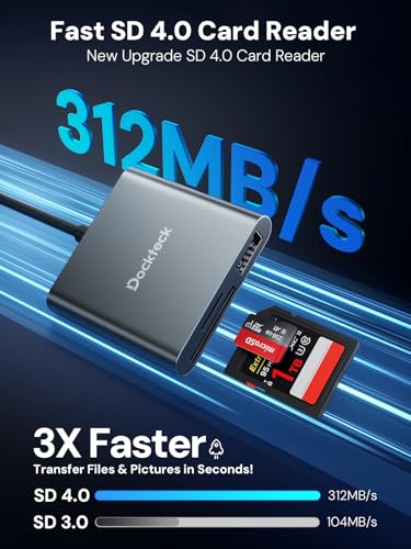 Dockteck SD Card Reader Adapter 312MBs SD40 Super Speed USB31 SDTF Card Reader 3Slot USBC to SDMicro SDUSB A Memory Card Reader for UHS SDMicro SDSDHCSDXCMMC with OTG for PlugPlay - Image 3
