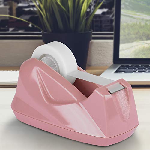 Acrimet Premium Desktop Tape Dispenser, Plastic, Non-Skid Base (Heavy Duty) (Pink Color) - Image 3