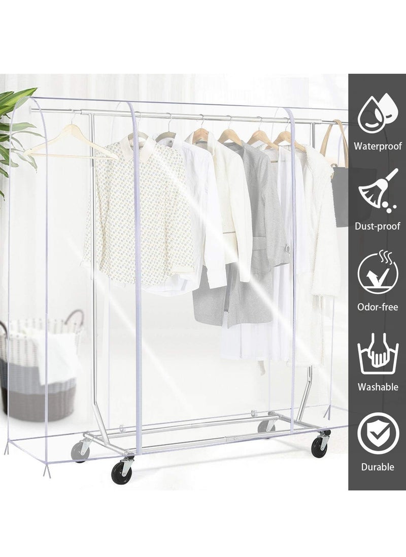 Hanayo - Waterproof Dustproof Foldable Large Capacity Clothes Rail Cover, Garment Rack Cover, Cloth Cover, Clothes Rack Cover, Clothes Protector, Clothes Garment Rail Cover, Garment Hanging Coat with Zipper - Image 1