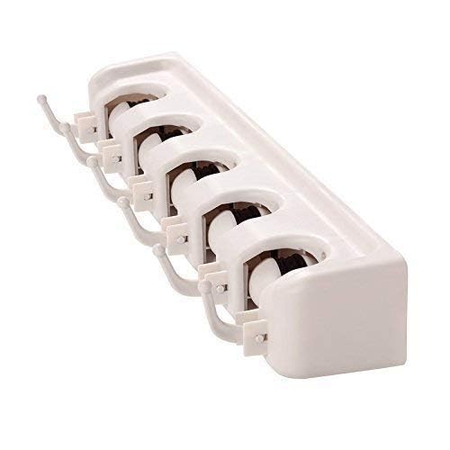 HMV MALL Mop and Broom Holder; Upgraded with Effective Strong Holding 5 Slot Position with 6 Hooks Garage Storage up to 11 Tools Wall Mounted; Organize Ideas; Standard Size (Multicolor) (Pack of-1) - Image 2