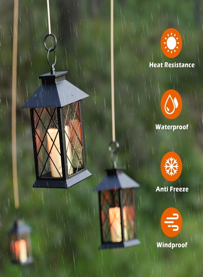 AFINETH 13.4" Lanterns Decorative Indoor, Black Lantern Decor with Timer Flickering Candle, Diamond-shaped Outdoor Lanterns, Waterproof Hanging Lantern for Patio, Porch, Entryway, Centerpieces, 1 Pack - Image 4
